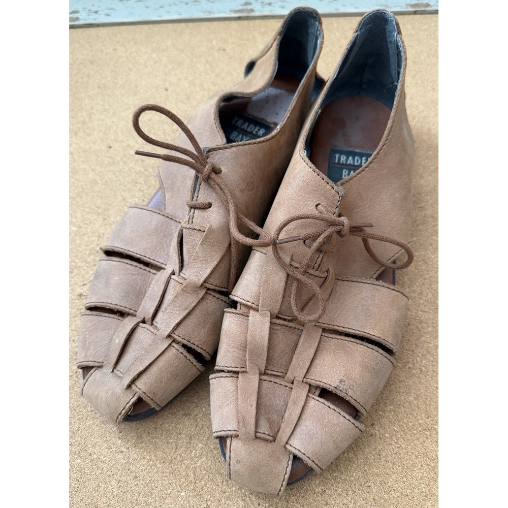Vintage Trader Bay Woven Fisherman Sandals Brown Leather Men‎ 11 Preowned